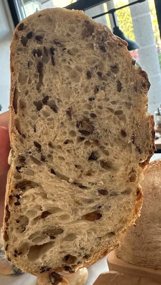 wholegrain sourdough crumb with seeds