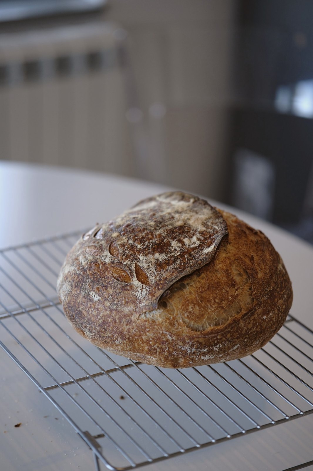 baked loaf on a cooling rack